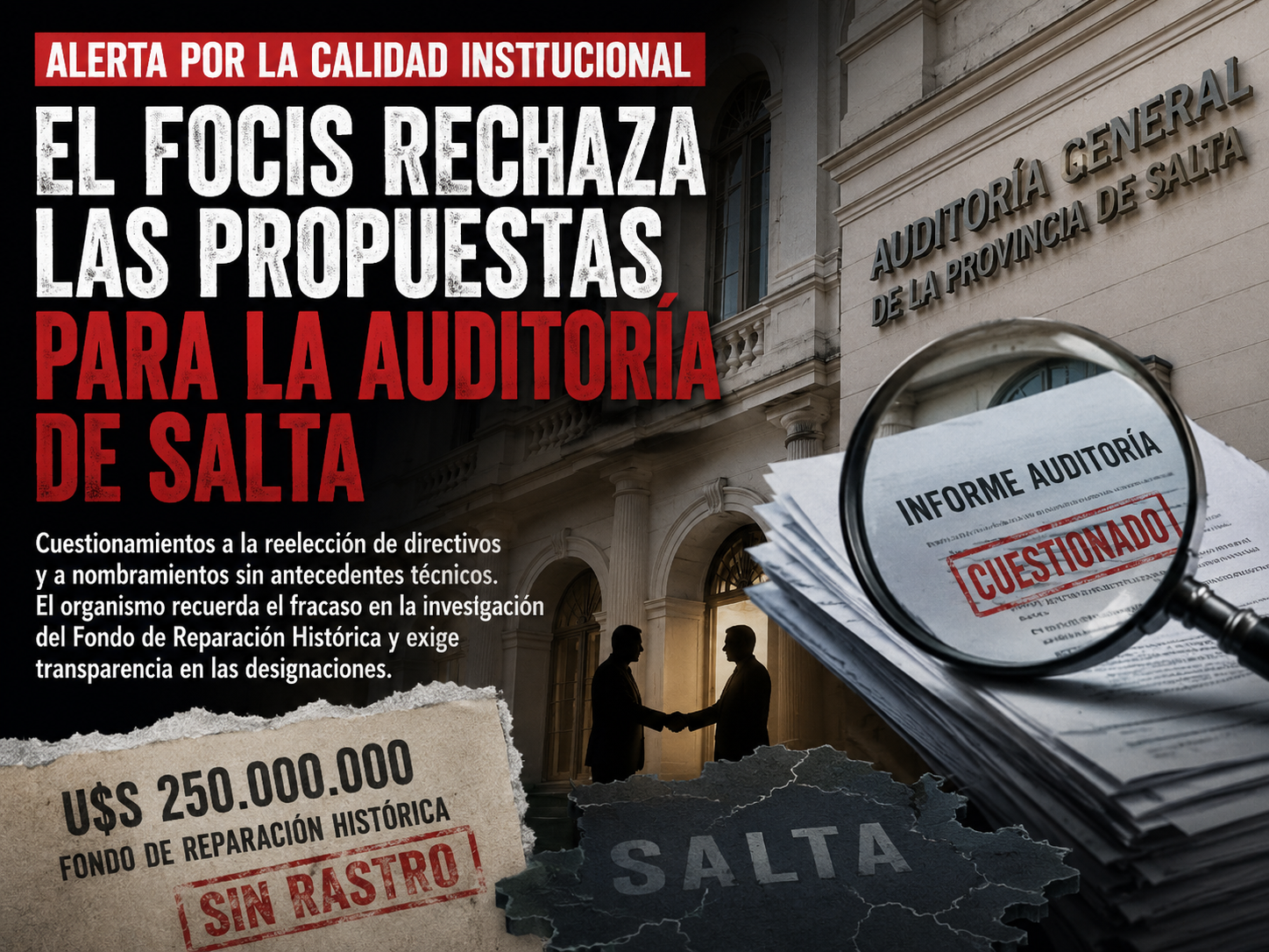FOCIS cuestionó las designaciones para la Auditoría General y advirtió sobre un deterioro institucional